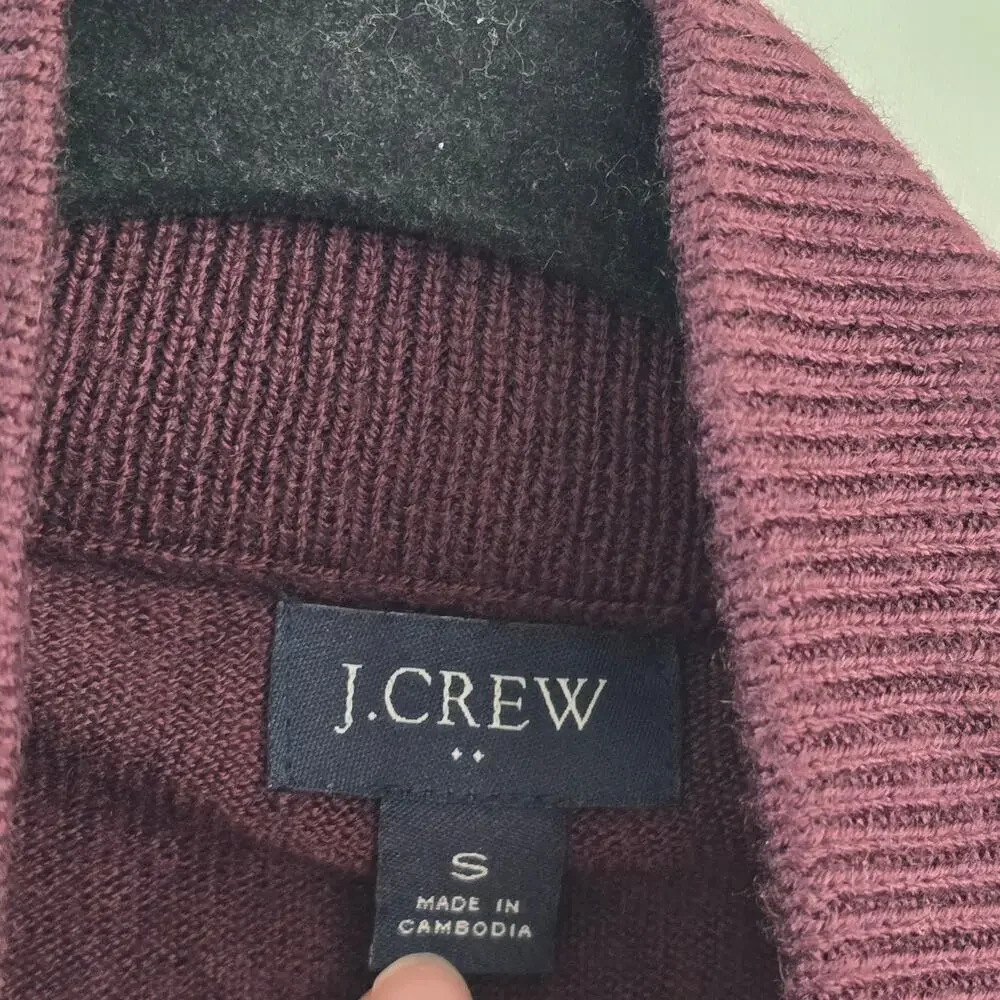 J.Crew Men’s Half Zip Merino Wool Blend Sweater Size S Burgundy Preppy Classic